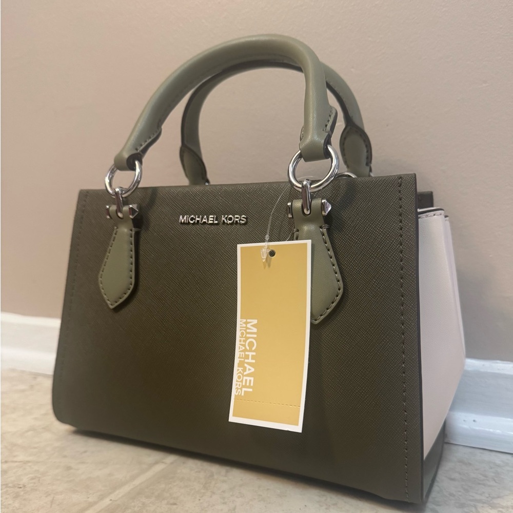 Michael Kors Two-Tone Olive and Cream Satchel